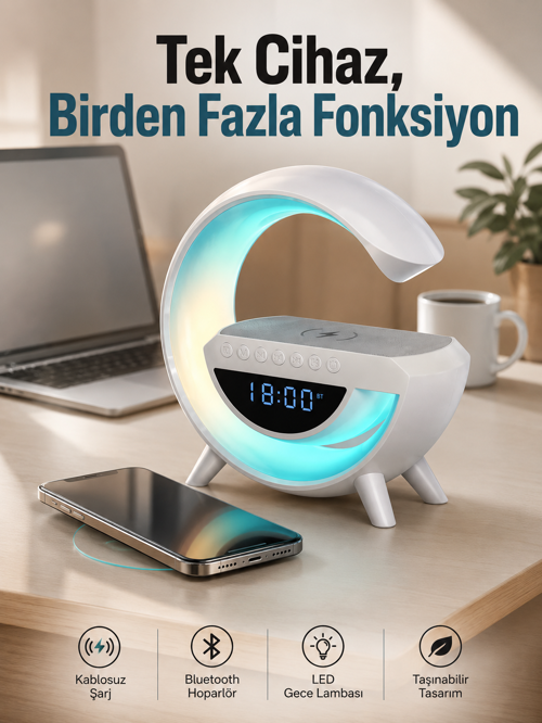 tekno Android Uyumlu Akıllı Bluetooth Hoparlör Kablosuz Şarj Cihazı Standı 2026