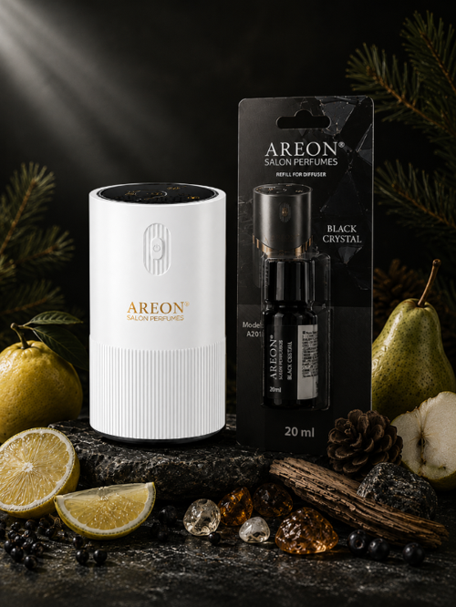 Aromatik Difüzör Beyaz (Pleksi) + Black Crystal