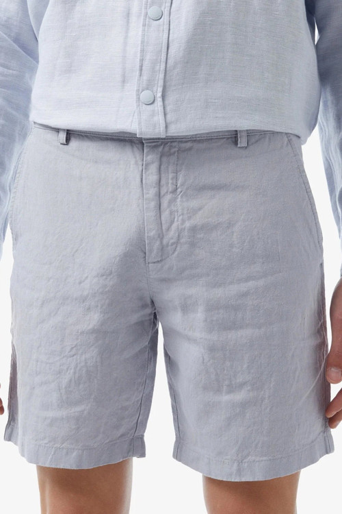 Men's Slim Fit Linen Bermuda Shorts Grey Erkek Dar Kesim Keten Şort Gri