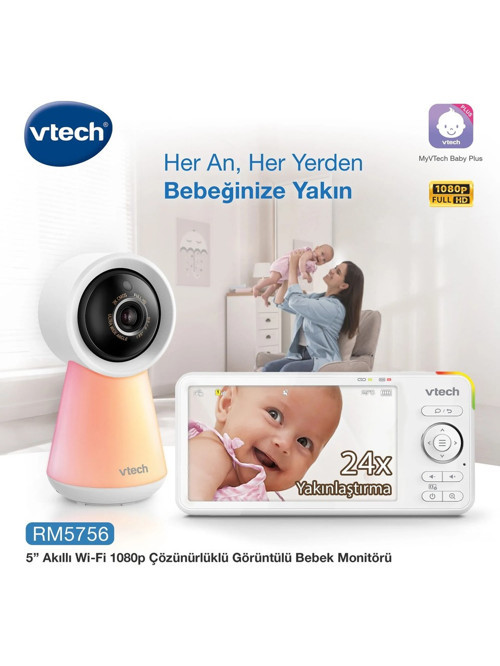 Uyarlanabilir Gece Lambalı 5’’ Wi-Fi Görüntülü Bebek Monitörü - RM5756HD