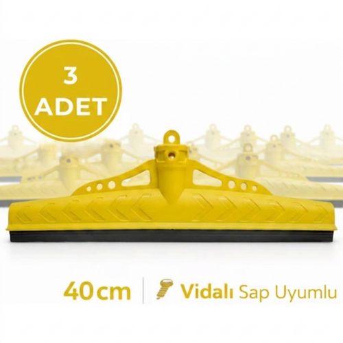 Çekpas 40 cm 3 Adet Vidalı Sap Uyumlu | Yersil Çekçek Yer Çekçeği | Zemin Temizlik Aparatı