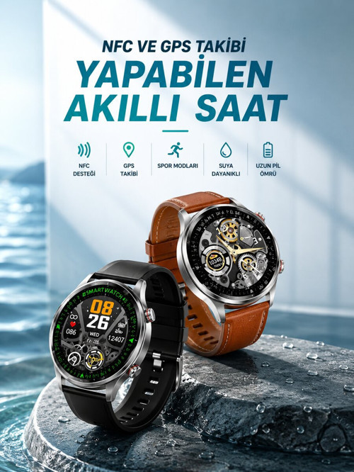 Bluetooth Bağlantılı Akıllı Saat Tüm Telefonlara Uyumlu Değiştirilebilir Kor - EGECEN2956-6