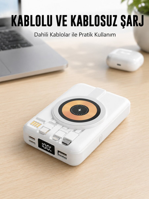 MagSafe Uyumlu Kablosuz Powerbank Hızlı Şarj Özellikli Yeni Nesil - EGECEN5498-5535