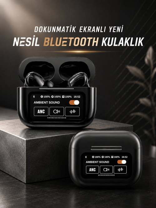 Bluetooth Kulaklık Kablosuz Ekranlı ANC/ENC Destekli Dokunmatik - EGECEN4747-8764