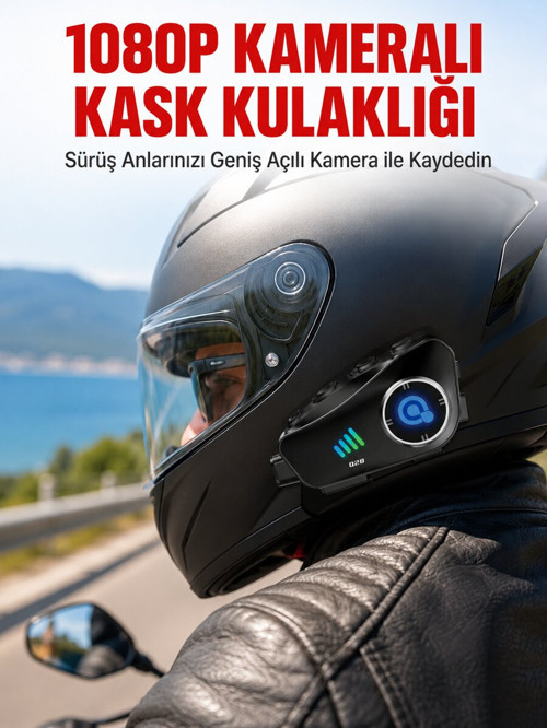 Q28 Bluetooth Kask Kulaklık 1080P Kamera – Su Geçirmez Motosiklet Interkom Yeni - EGECEN9039-1
