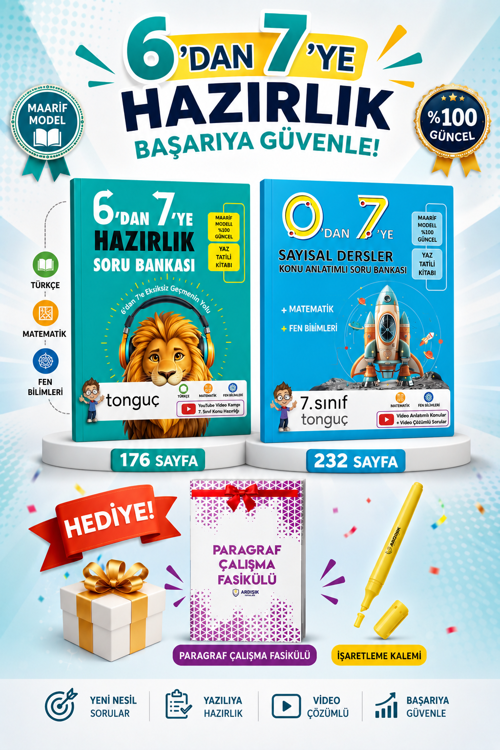 Tonguç Akademi 6 dan 7 ye Hazırlık Kitabı 0 dan 7 ye Sayısal Konu Anlatımlı Soru Bankası Seti