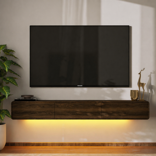 Alba Led Işıklı Duvara Monte TV Sehpası - 3 Kapaklı Tasarım