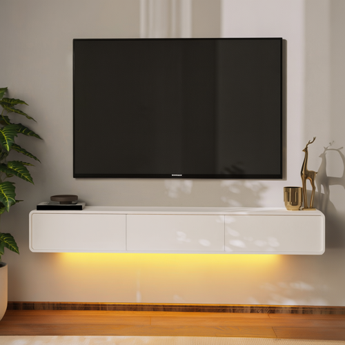 Alba Led Işıklı Duvara Monte TV Sehpası - 3 Kapaklı Tasarım