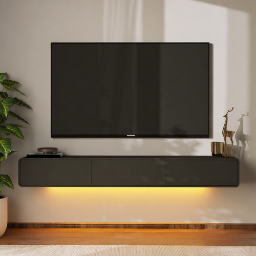 Alba Led Işıklı Duvara Monte TV Sehpası - 3 Kapaklı Tasarım