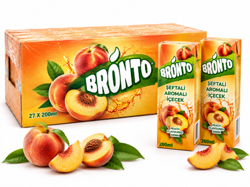 Bronto Şeftali Aromalı İçecek 200 ml x 27 Adet – Koli
