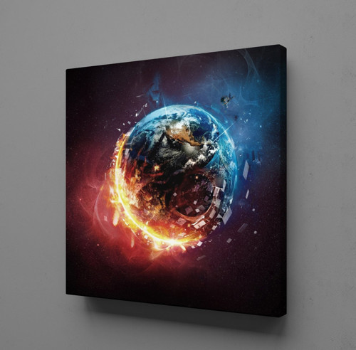DÜNYA TEMALI KANVAS TABLO 80x80cm