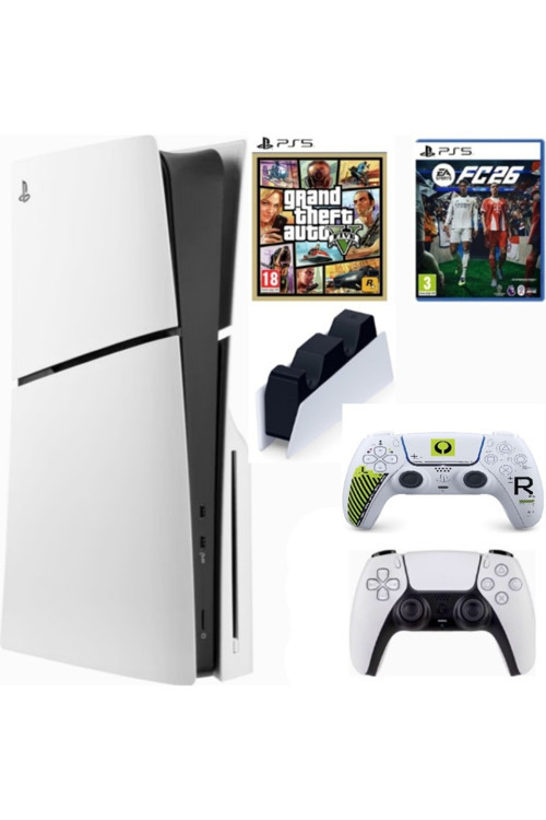 Playstation 5 Slim cdli + 2.kol Dualsense Marathon + Şarj + FC26 + GTA 5 ( İthalatçı Garantili )