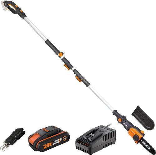 WG349E 20Volt 2.0Ah Li-ion Tek Akülü 20CM Profesyonel Teleskobik Saplı Açı Ayarlı Zincirli Dal Budama