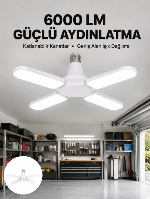 ® Enerji Tasarruflu LED Ampül 60 Watt 4 Kollu Beyaz Işık Yeni Nesil