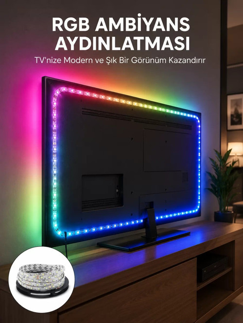 ® Müzikle Senkronize LED Şerit TV Aydınlatma Yeni Nesil