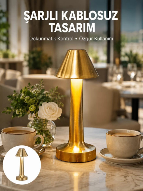 ® Şarjlı Masa Lambası 3 Işık Modu Kademesiz Karartma Metal Gövde Yeni Nesil