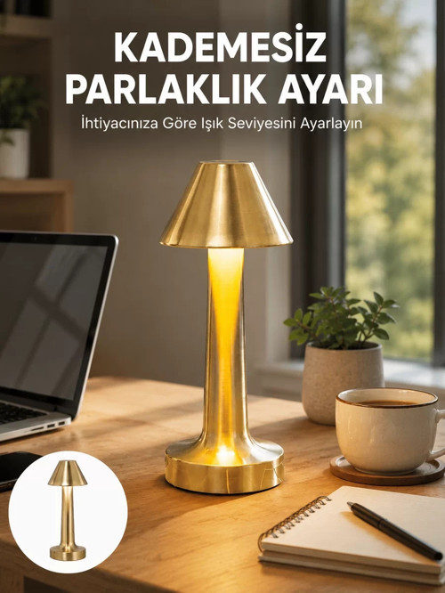 ® LED Masa Lambası 3 Renk Ayarlı Şarjlı Kablosuz Modern Tasarım Yeni Nesil