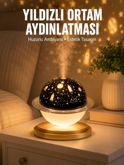 ® Hava Nemlendirici Led Işıklı Gece Lambası Yıldız Görünümlü Renk Değiştiren