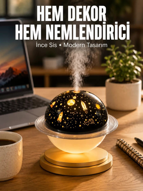 ® Hava Nemlendirici Renk Değiştiren Oda Kokusu Yıldızlı Projektör