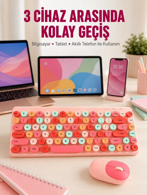 ® Bluetooth Klavye ve Mouse Kombinasyonu – USB Alıcılı Kompakt Uzun Ömürlü Yeni Nesil