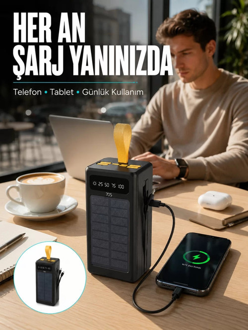 ® Kamp ve Outdoor Kullanıma Uygun Güneş Panelli Powerbank Yeni Nesil
