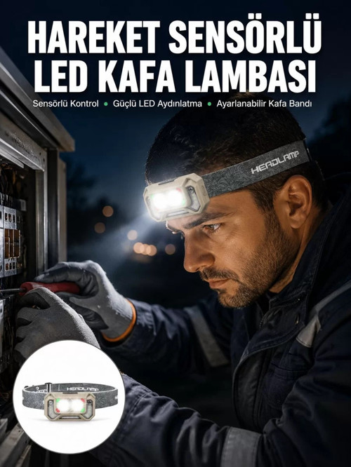 ® Şarjlı Wave Sensörlü LED Kafa Feneri Outdoor Kullanım Yeni Nesil