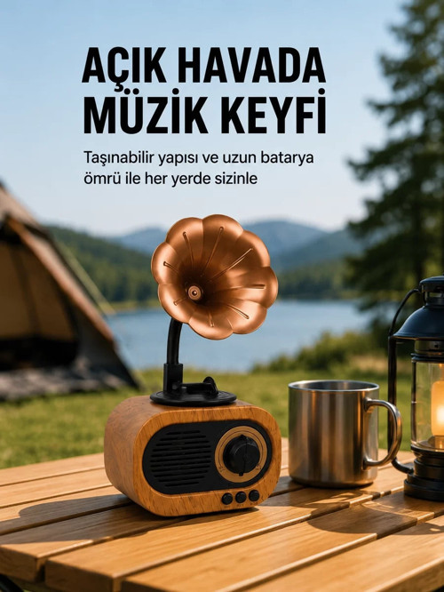 ® Taşınabilir Mini Retro Radyo Bluetooth Hoparlör USB SD AUX Destekli Yeni Nesil