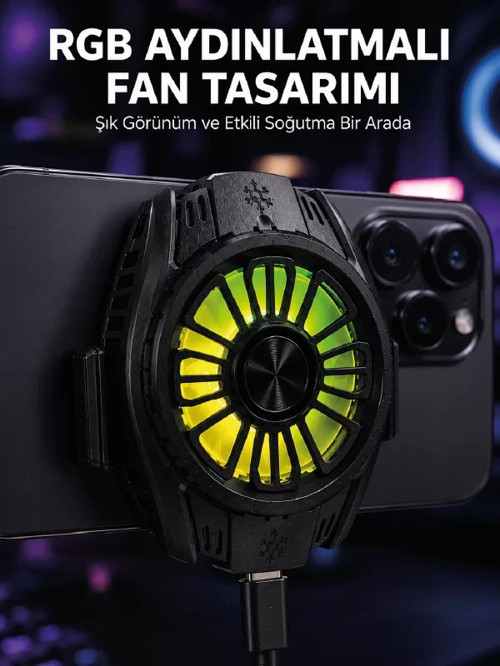 ® RGB Fan Aydınlatmalı Sessiz Çalışan Telefon Soğutucu
