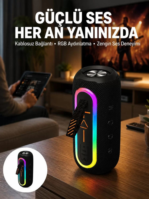 ® Bluetooth Hoparlör Uzun Pil Ömrü Taşınabilir Yüksek Ses Kaliteli Yeni Nesil