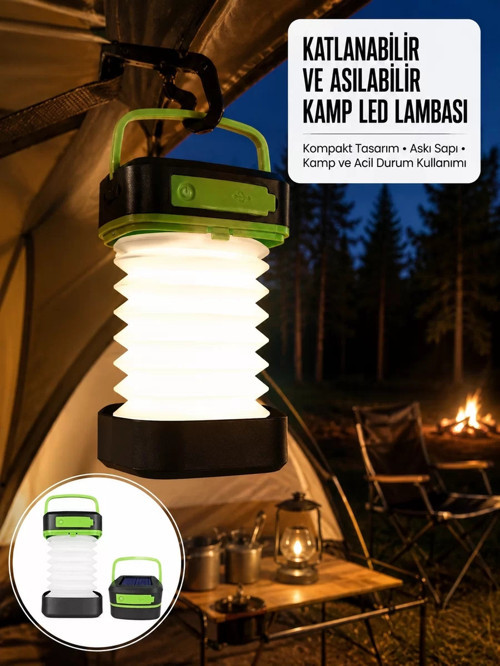 ® Kamp Lambası Katlanabilir Lamba Solar Şarjlı Led Lamba El Fenerli Yeni Nesil