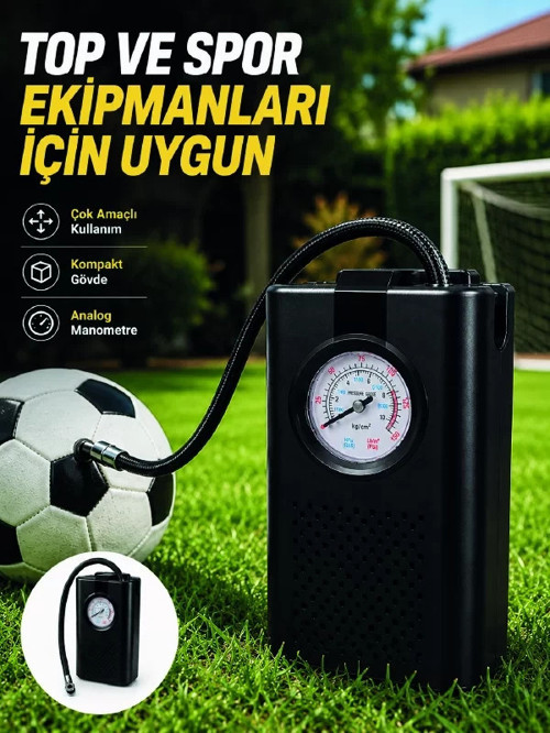 ® Çok Amaçlı Taşınabilir Hava Pompası Araç Bisiklet Top Lastik Şişirme Pompası