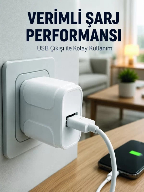 ® USB Girişli 12W Şarj Adaptörü Kompakt Telefon Şarj Cihazı