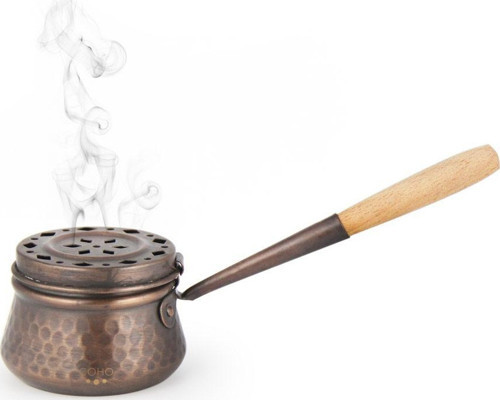 Coho Antique Dövme Bakır Tütsü Gezdirme Çanağı