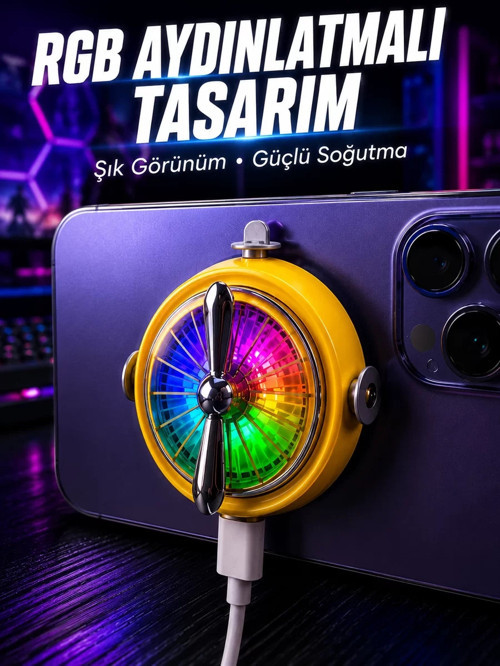 ® RGB Işıklı Manyetik Telefon Oyun Soğutucu Fan