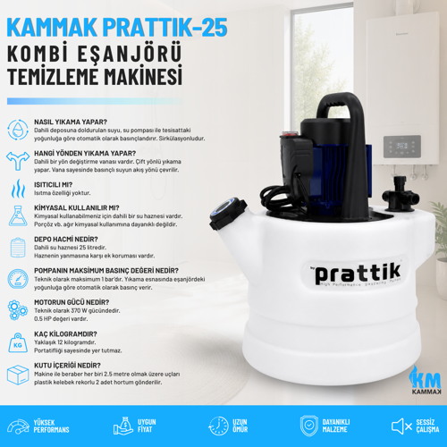 Prattik-25 Kombi Eşanjör Temizleme Makinesi