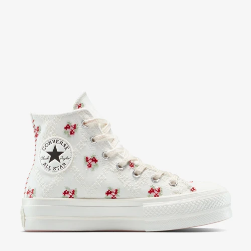Chuck Taylor All Star Lift Rose Cross Stitch Kadın Beyaz Platform Sneaker