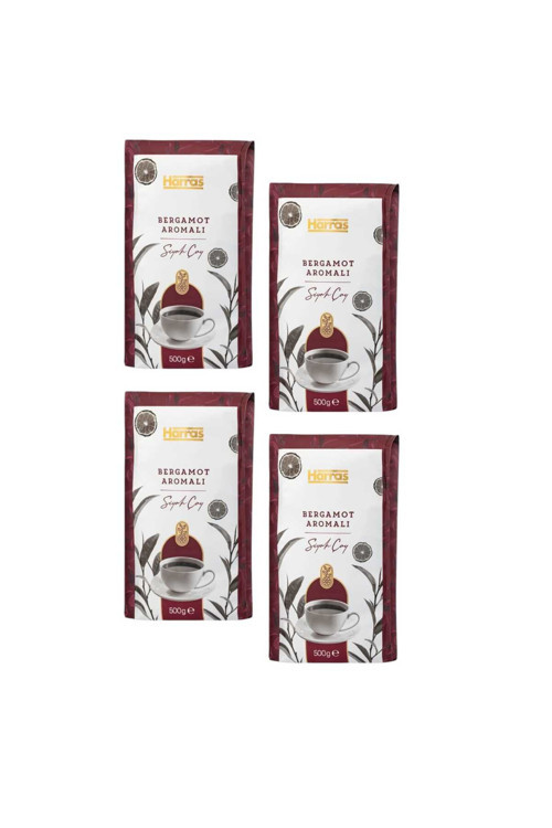 4'lü Bergamot Aromalı Siyah Çay Seti - 500 g x 4 Paket Özel Harman Dökme Çay 2 kg Stok Paketi
