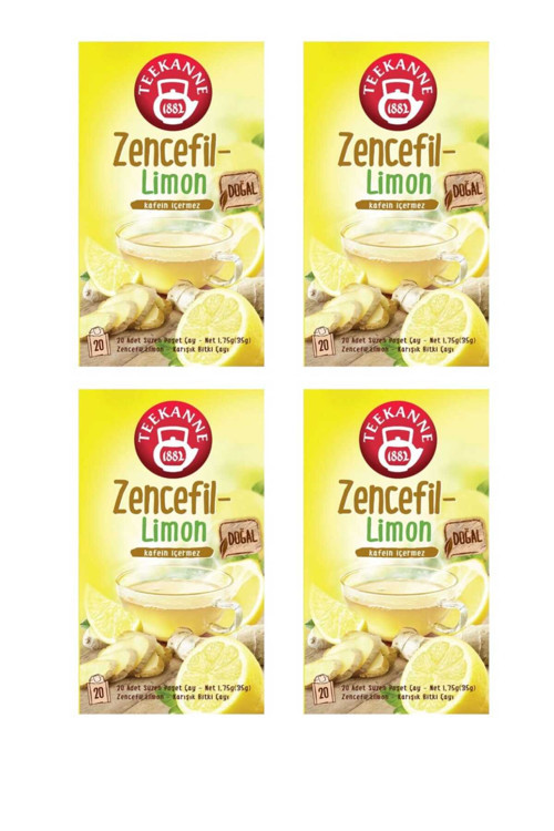Zencefil Limon Bitki Çayı 4'lü Ekonomik Paket (4x20 - 80 Süzen Poşet) - Kafeinsiz