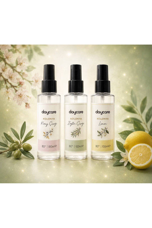 Kolonya Deneme Seti Limon & Kiraz Çiçeği & Zeytin Çiçeği 80° 100 ml Sprey (3’lü Set)