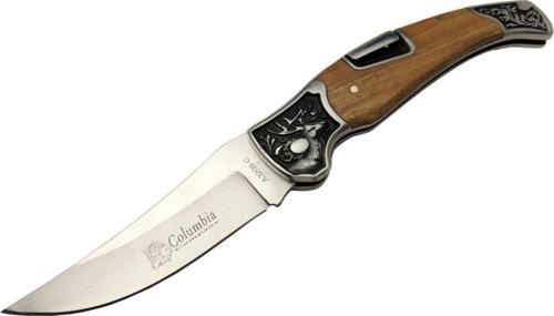 A3209c Açık Kahverengi Kamp 22,5cm- Manuel, Geyik Işlemeli, Kemerlikli,ahşap Sap