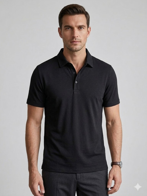 Rahat Kalıp Kısa Kollu Likralı Örme Polo T-Shirt 10057
