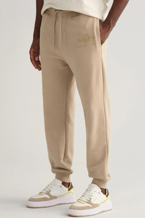 Men's Regular Fit Sweatpants With Logo Beige Erkek Regular Fit Pamuk Eşofman Altı Bej