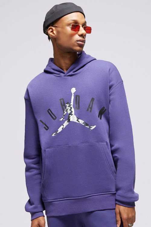 Air Jordan Flight MVP Fleece Pullover Hoodie Kapüşonlu Pamuklu Erkek Sweatshirt Mor