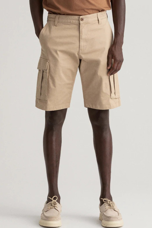 Mens Relaxed Twill Cargo Bermuda Shorts Erkek Rahat Kesim Dokuma Kargo Şort Bej