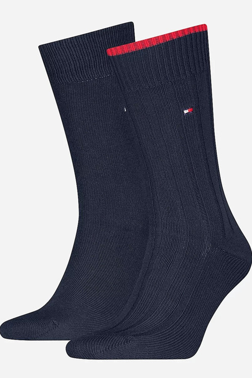 Structured Ribbed 2 Pack Socks Navy Kalın Pamuklu Uzun Çorap 2 li Pkt Lacivert