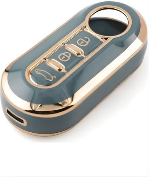 AutoHan Keys Doblo Ducato için 3 Buton Sustalı Anahtar Kılıfı, Nano Gri-Gold Tasarım, Premium