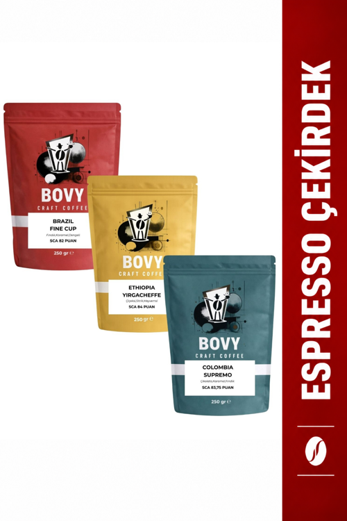 3'lü Nitelikli Espresso Tadım Seti 3x250gr (750gr) - 82-84 SCA Puan