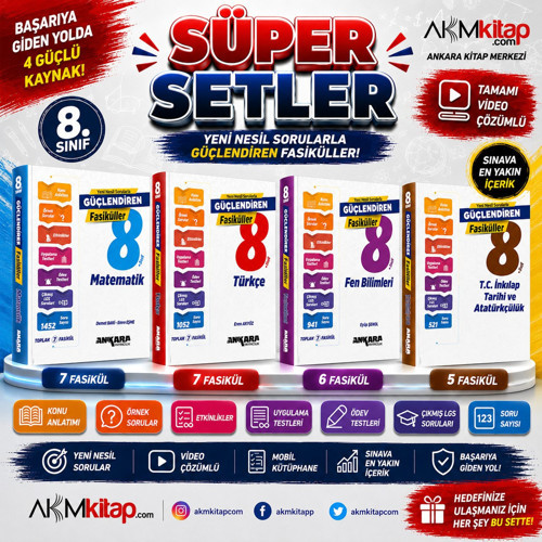 Ankara Yayıncılık 8. Sınıf Güçlendiren Fasiküller Seti 4 Kitap