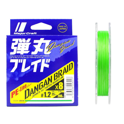 Dangan Braid 8X İp Misina PE 1.2 0.16mm 25lb/9.8kg 200mt Yeşil