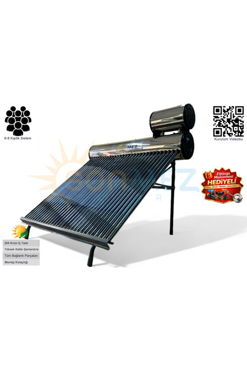 Solar 36x Krom Basınçlı Vakum Tüplü Güneş Enerji Sıcak Su Sistemi (KAPALI DEVRE)